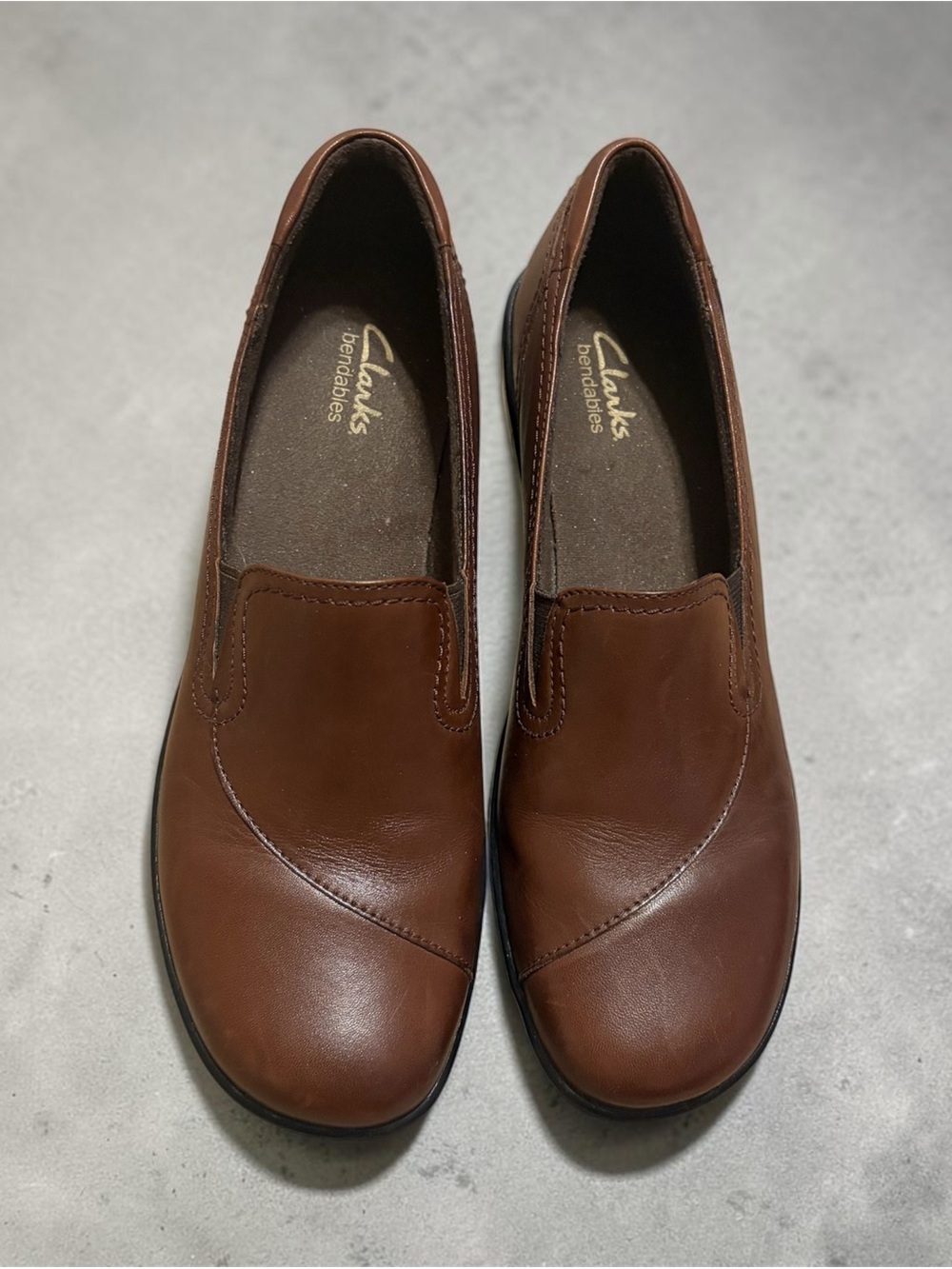 Clarks Brown Leather Slip-On Loafers for Women